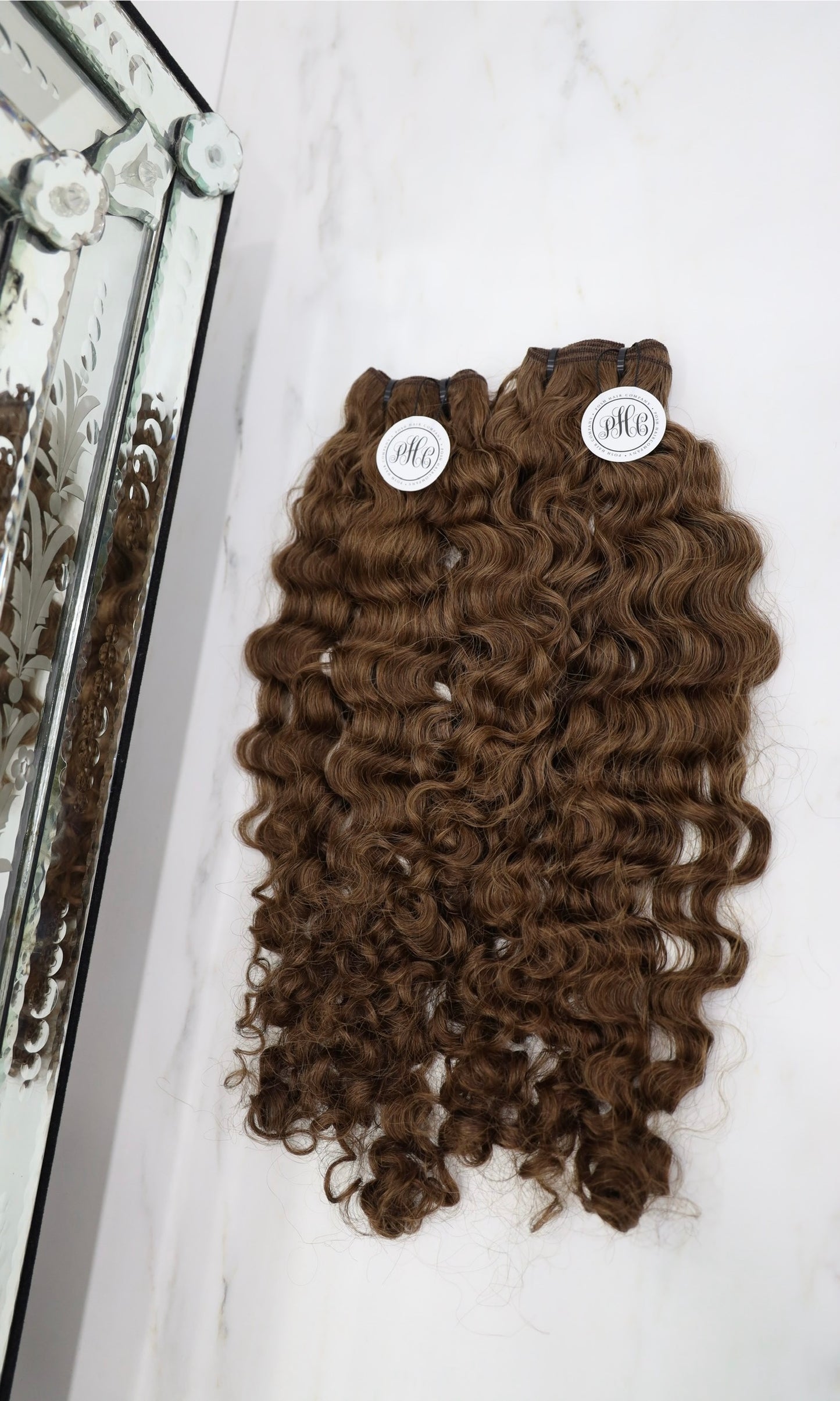 Medium Brown Curly Human Hair Weft Bundle Extension