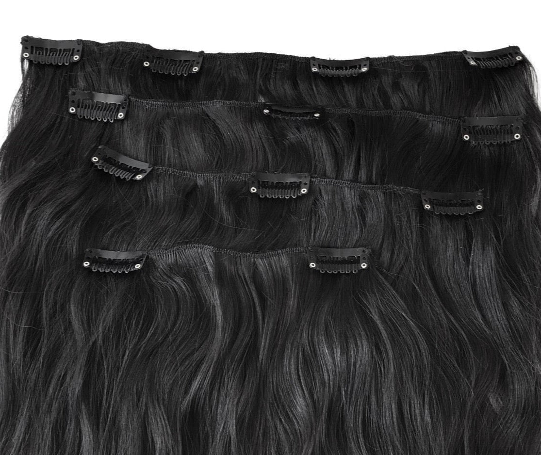 Black Pure Virgin Clip-In Human Hair Extensions