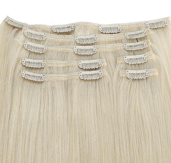 Light Blonde Pure Virgin Clip-In Human Hair Extensions