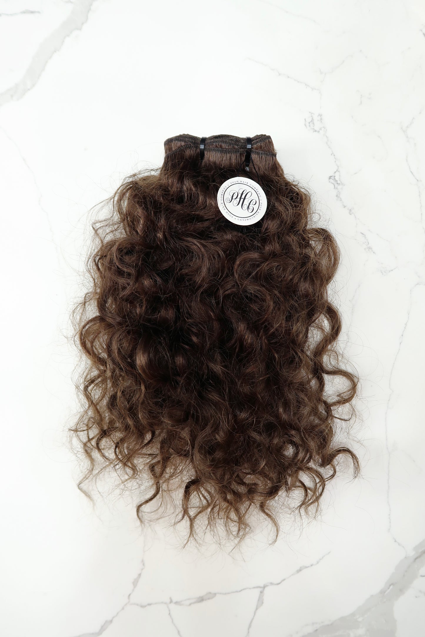 Medium Brown Curly Human Hair Weft Bundle Extension