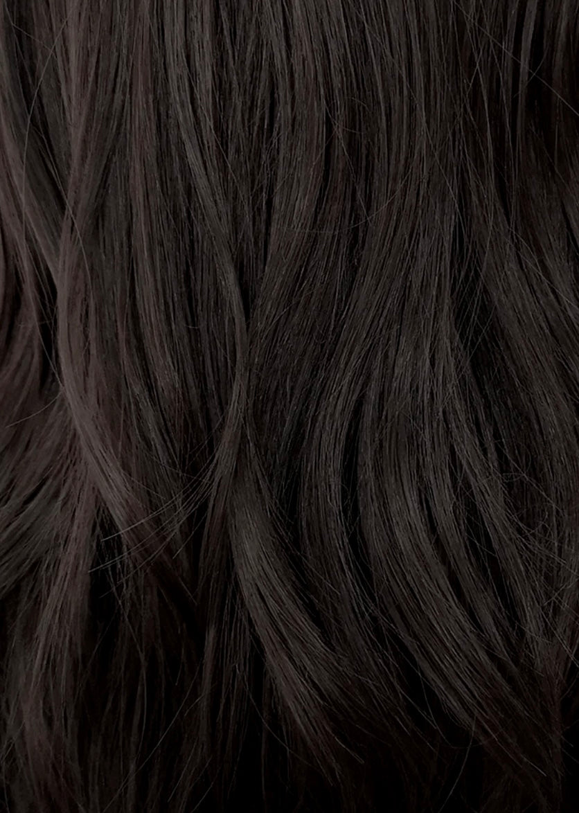 Dark Brown Wavy Human Hair Weft Bundle Extension