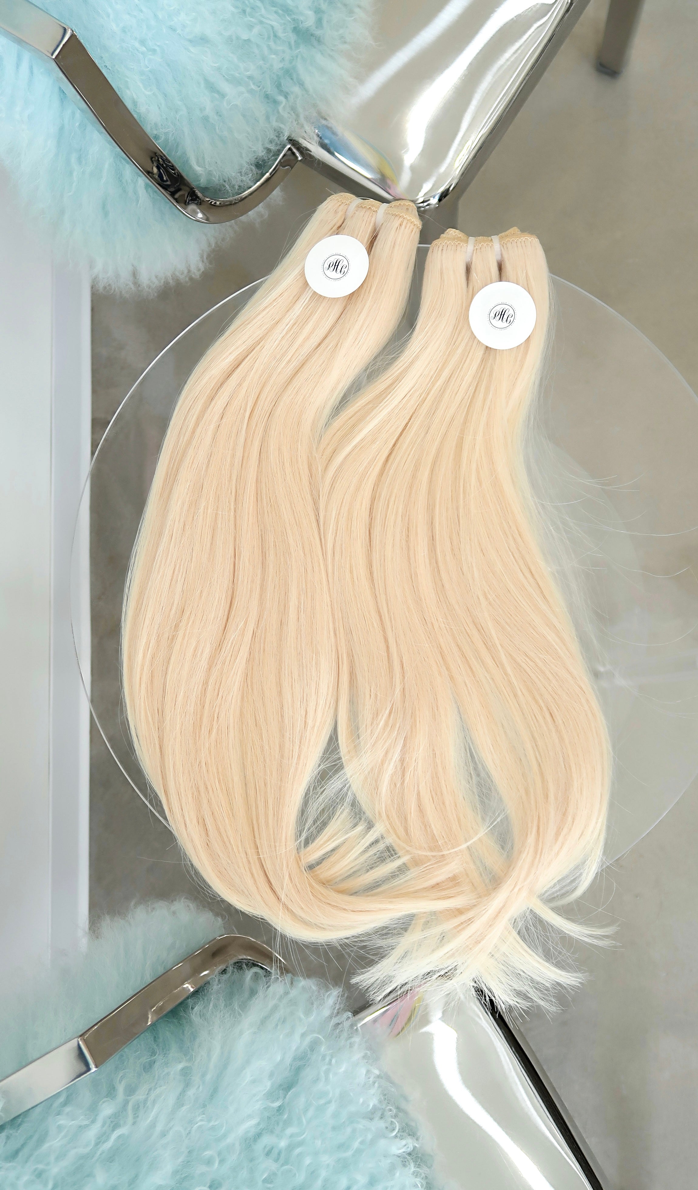 Light Blonde Straight Human Hair Weft Bundle Extension
