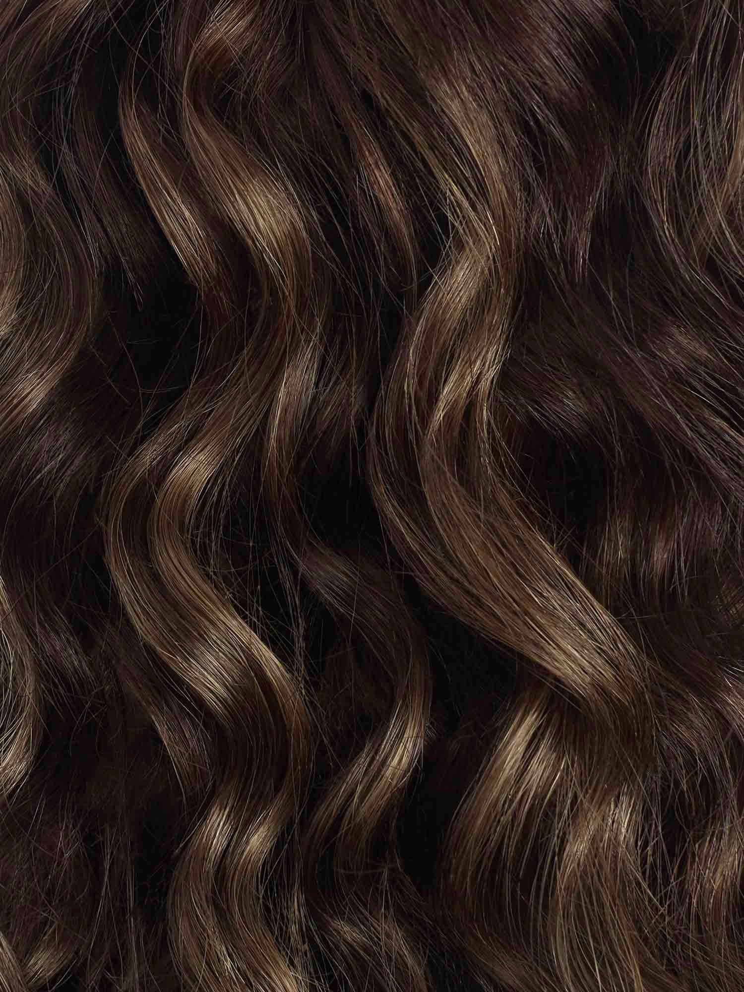 Medium Brown Curly Human Hair Weft Bundle Extension