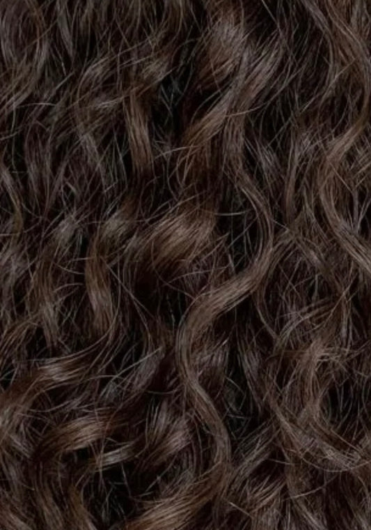 Medium Brown Curly Human Hair Weft Bundle Extension