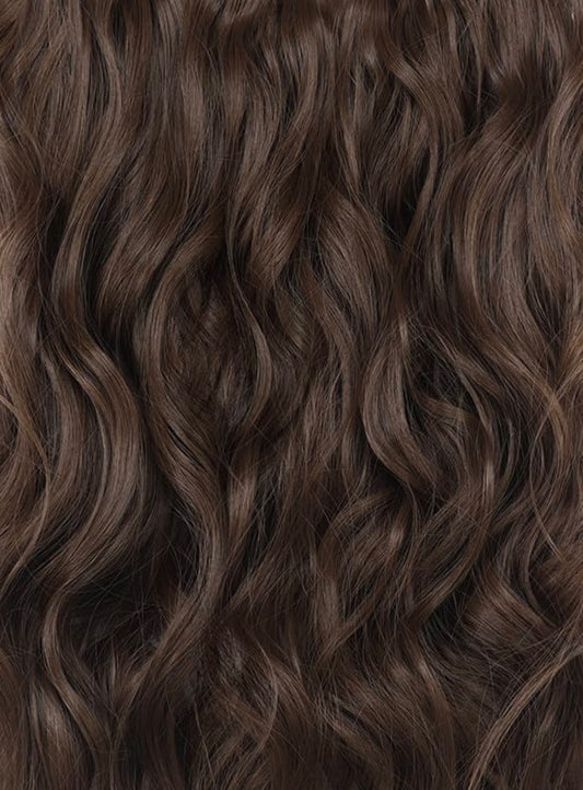 Medium Brown Wavy Human Hair Weft Bundle Extension