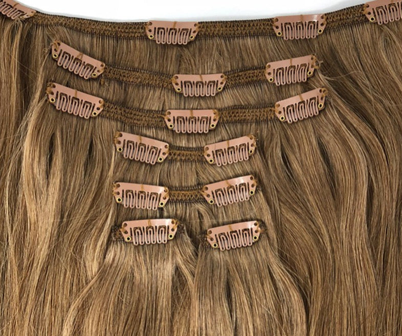 Light Brown Pure Virgin Clip-In Human Hair Extensions