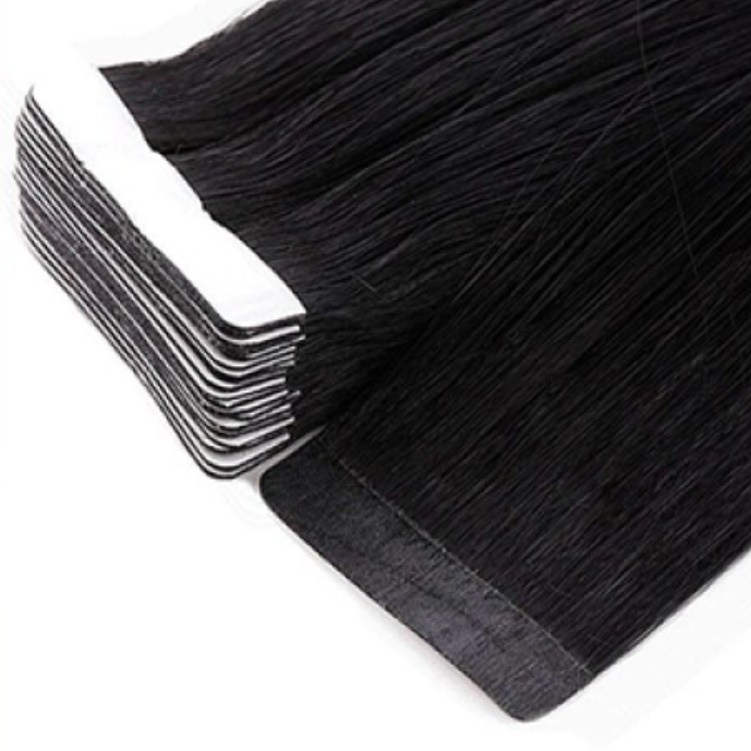 Black Remy Tape-In Human Hair Extensions