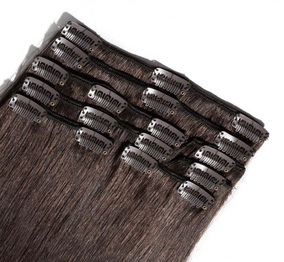 Dark Brown Pure Virgin Clip-In Human Hair Extensions